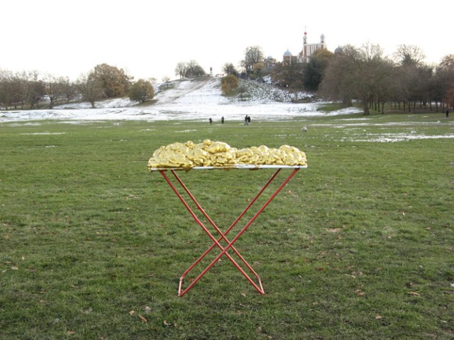 © Renate Egger and Wilhelm Roseneder. Goldene Erweiterung/Golden expansion. Street art project. Greenwich. London, UK,  2010