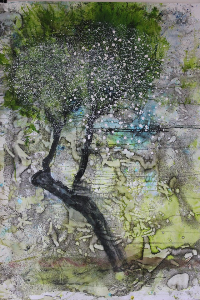 © Wilhelm Roseneder. Römische Landschaft  II/Roman landscape II, 2011. Aquarell, Tusche, Chinesische Tusche/Watercolour, ink, Chinese ink, 1.20x90 cm