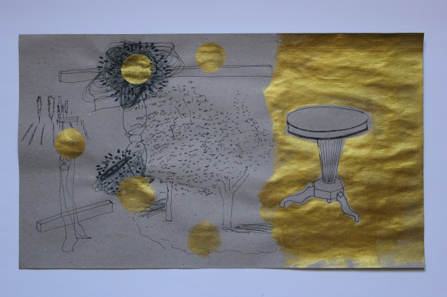 © Wilhelm Roseneder. Der goldene Tisch/The golden table, 2011. Arbeit auf Papier/Work on paper