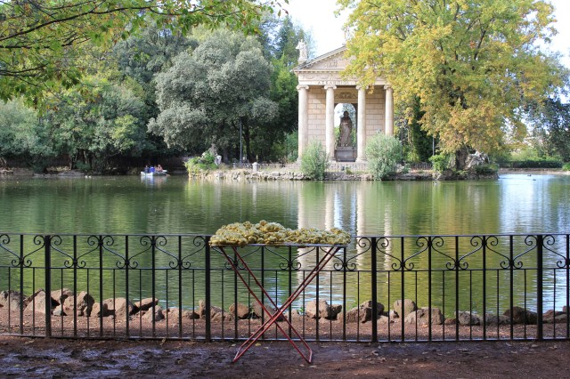 © Renate Egger and Wilhelm Roseneder. Goldene Erweiterung:Golden expansion. Street art project. Artist in Residence. Villa Borhese. Rome, Italy, 2011