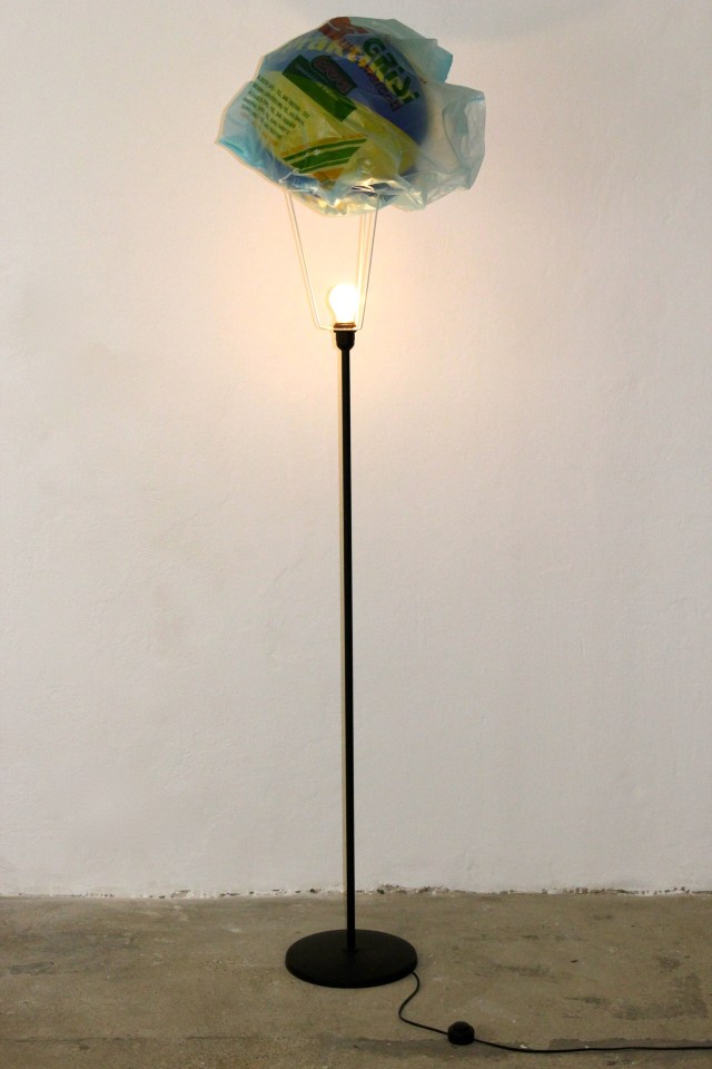 © Wilhelm Roseneder. Es werde Licht/Let there be light, 2005. Wasserball auf Metall (Lampe)/ Water ball on metal (lamp)