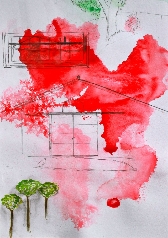 © Wilhelm Roseneder. Studie zu römischer Landschaft/Study to roman landscape, 2011. Aquarell, Tusche, Chinesische Tusche/Watercolour, ink, Chinese ink, 24x34 cm