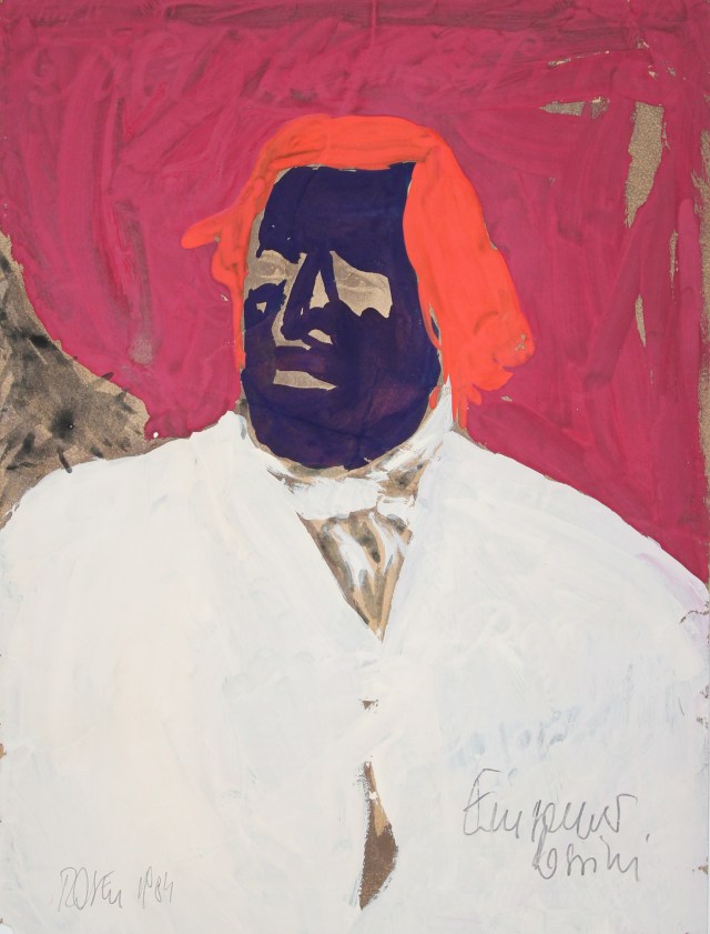 © Wilhelm Roseneder. Einsamer Rossini/Lonesome Rossini, 19984. Gouche auf Druck/Gouache on print, 31x23 cm