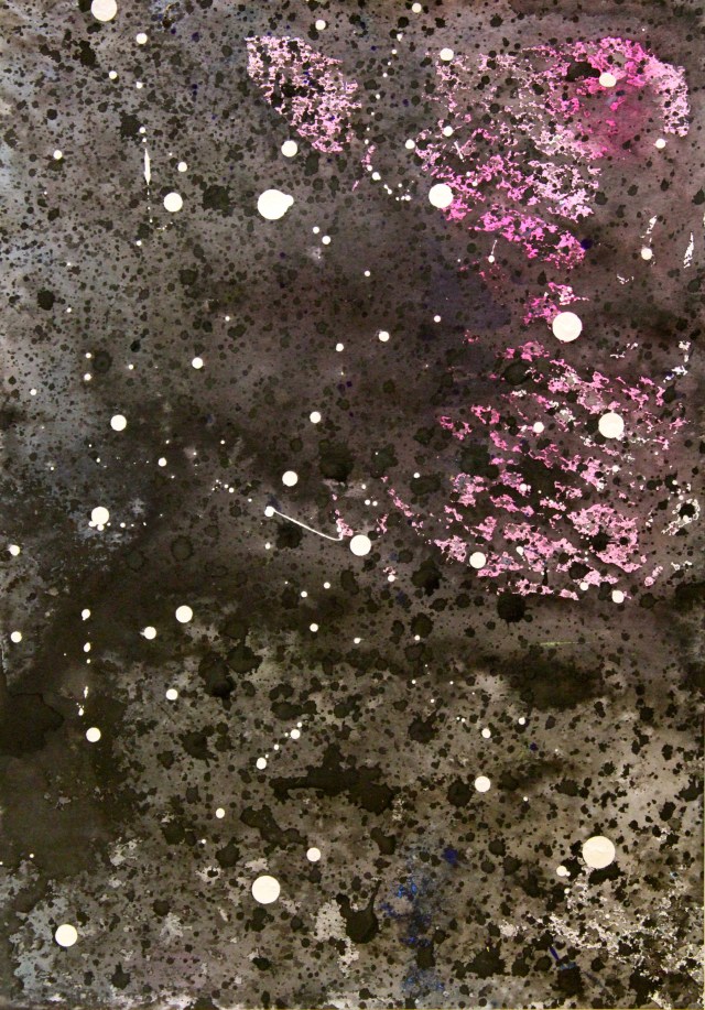 © Wilhelm Roseneder. Sternenbild/Constellation Nr. 2160710, 2010. Aquarell, Tusche, chinesische Reibtusche auf Papier/Watercolour, ink,  chinese ink on paper, 34.8x24 cm