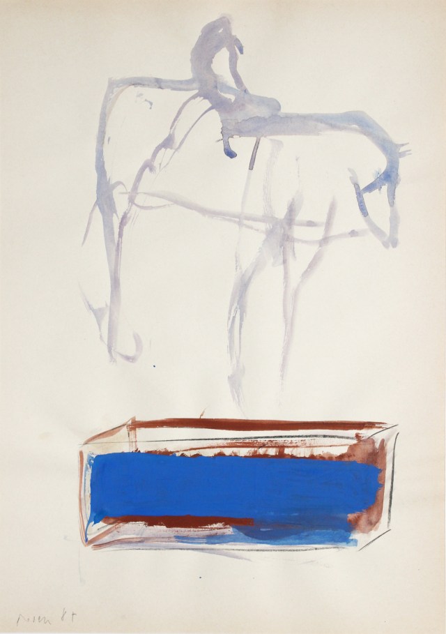 © Wilhelm Roseneder. Don Quichotte, 1987. Gouache, Ölpastell auf Papier /Gouache, oil pastel on paper, 42x29,5cm