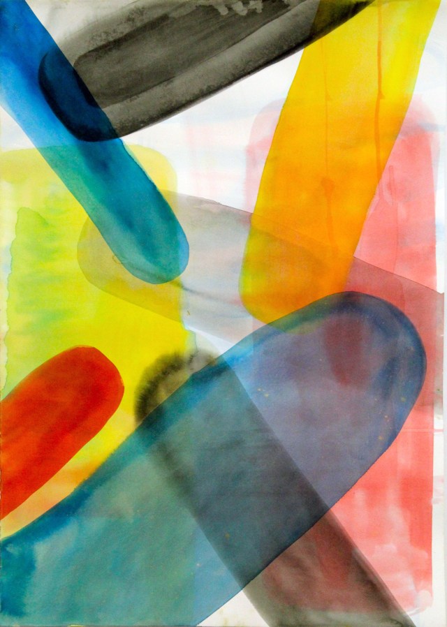 © Wilhelm Roseneder. Broßer blauer Eingriff, 2001. Aquarell auf Papier/Watercolor on paper, 70x50 cm