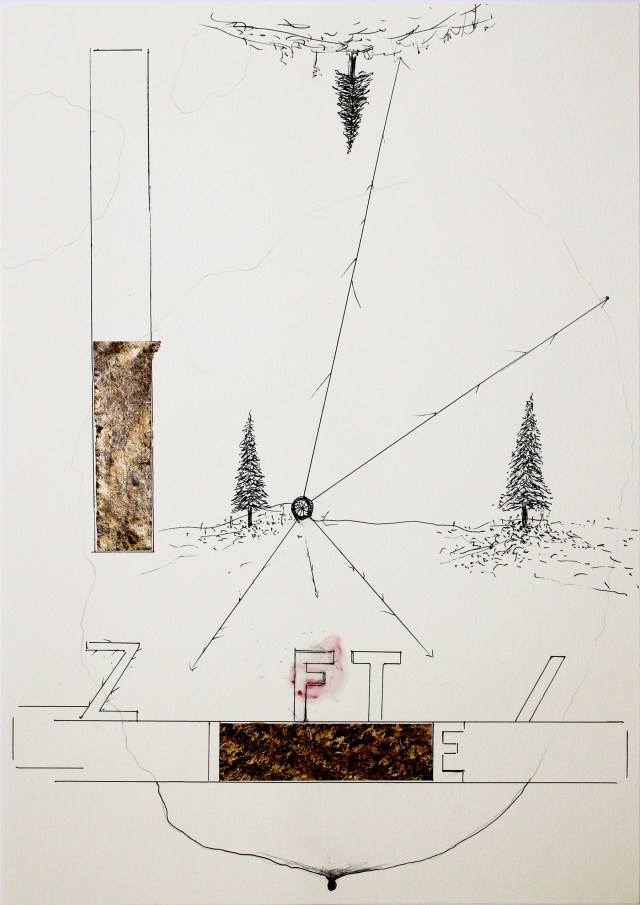 © Wilhelm Roseneder. Series. Notizen/Notes, 2016. Allstift, Wachs, Fotografie /All pen, wax, photography on paper, 30×42 cm